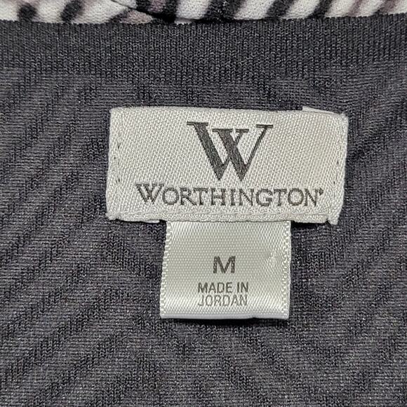 Worthington Black Gray Sleeveless Shirt Blouse Ruffled Tank Scoop Women's Size M - Picture 3 of 8